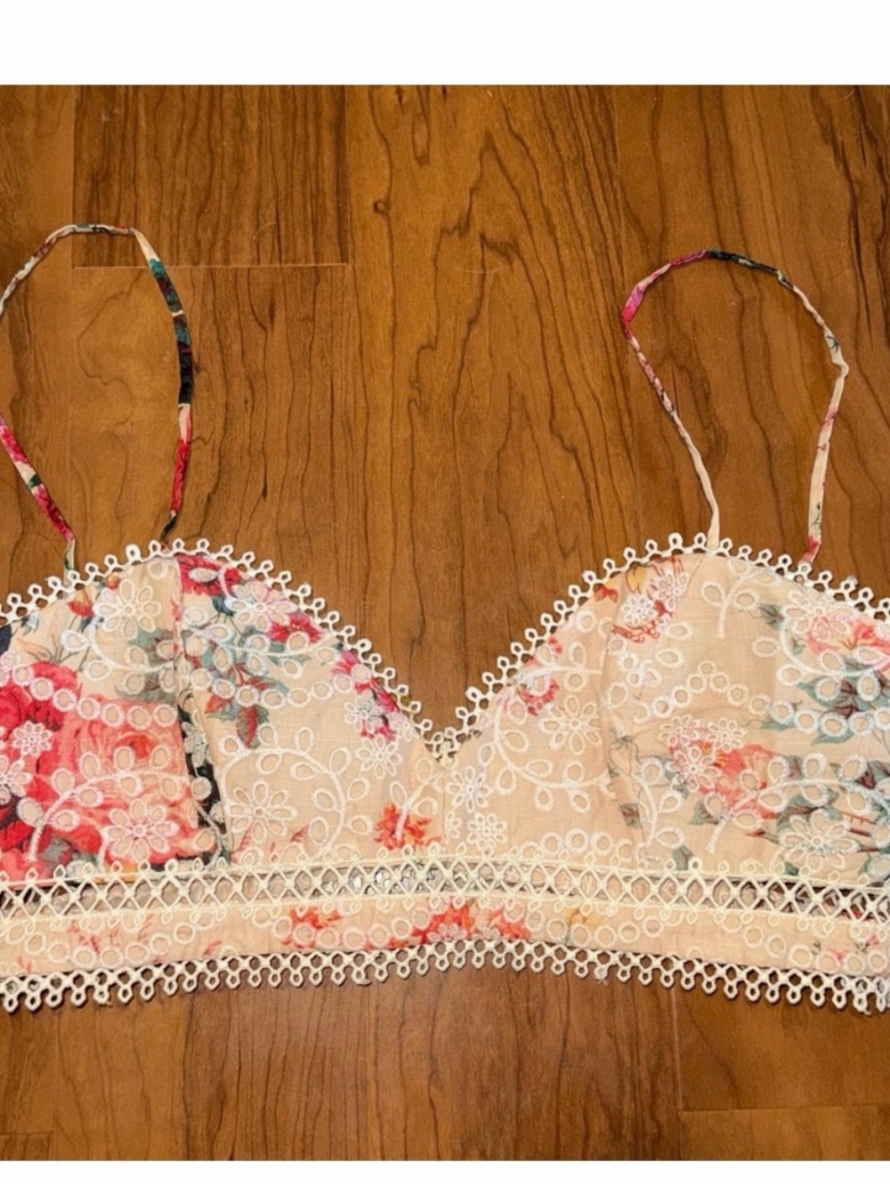 Zimmermann Cream Lace-Trim Bralette